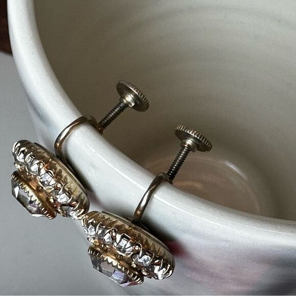 Vintage Vargas Rhinestone Screw Back Earrings vintage rhinestone earring regency - Picture 6 of 14